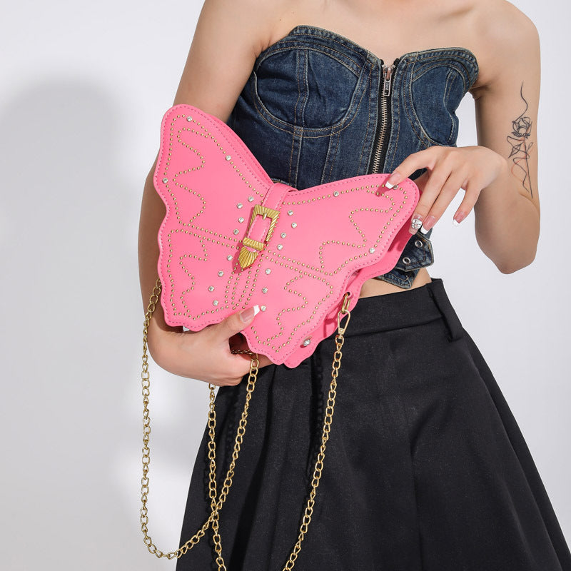 Wholesale PU Rivet Butterfly Messenger Bag